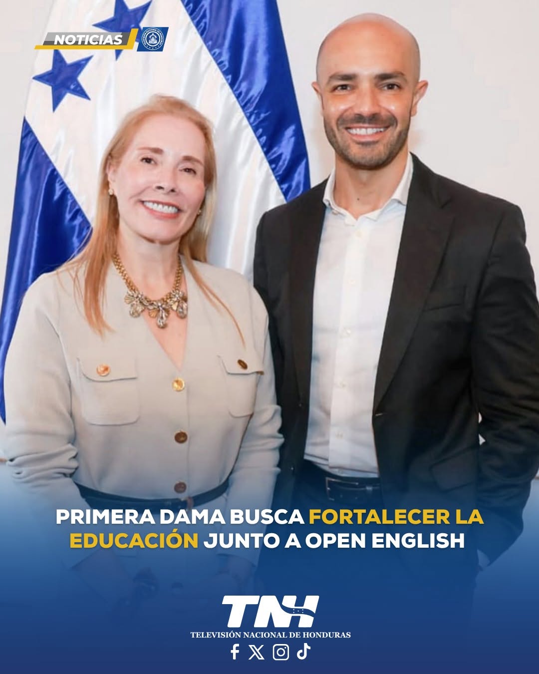 La primera dama Lissette del Cid de Asfura sostuvo una reunión con Andrés Moreno para analizar programas de enseñanza del inglés para estudiantes hondureños.