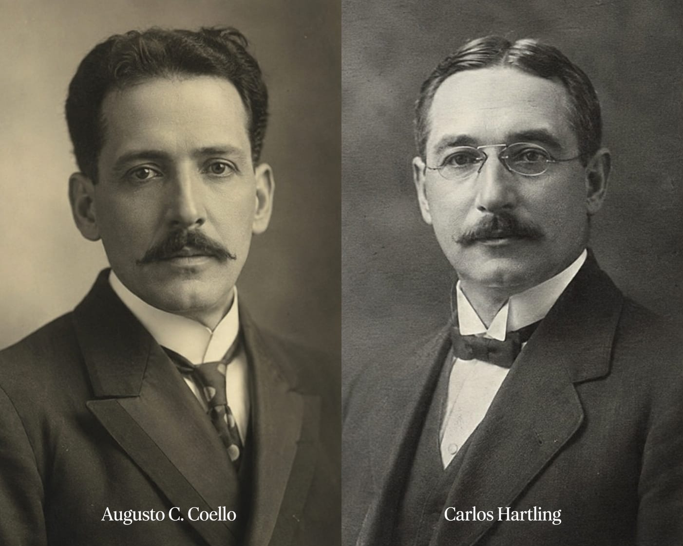 Poeta hondureño Augusto C. Coello y músico alemán Carlos Hartling.