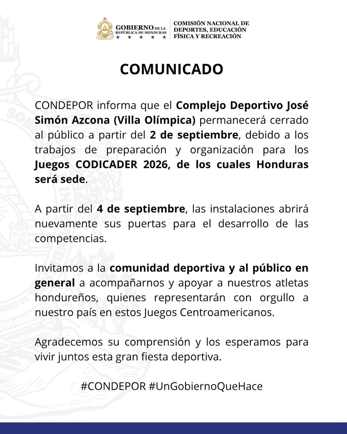 Comunicado de Condepor.