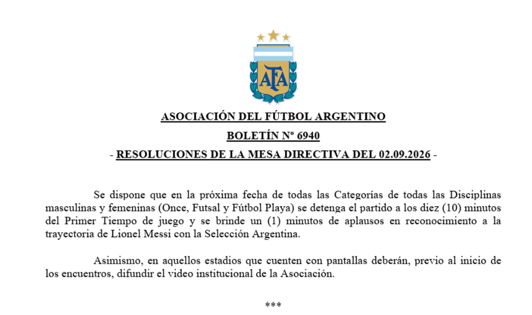 Comunicado de la AFA.
