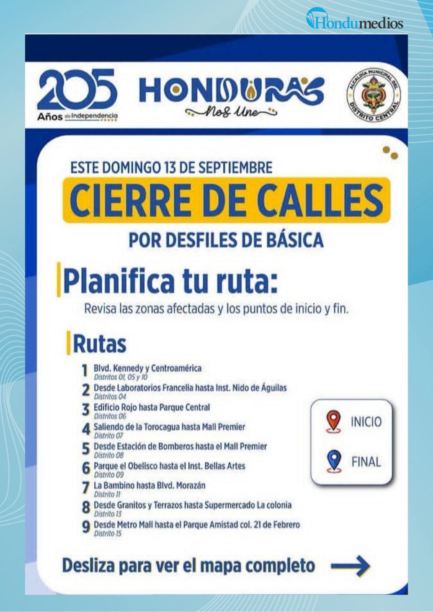 Tomar nota de las calles cerradas por desfiles patrios.