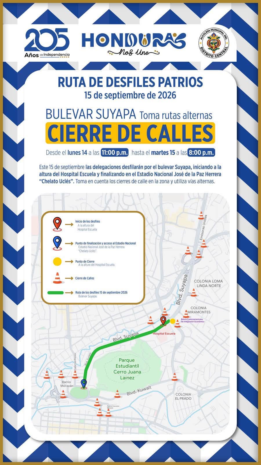 El bulevar Suyapa será uno de los principales puntos de concentración durante los desfiles patrios del 15 de septiembre.