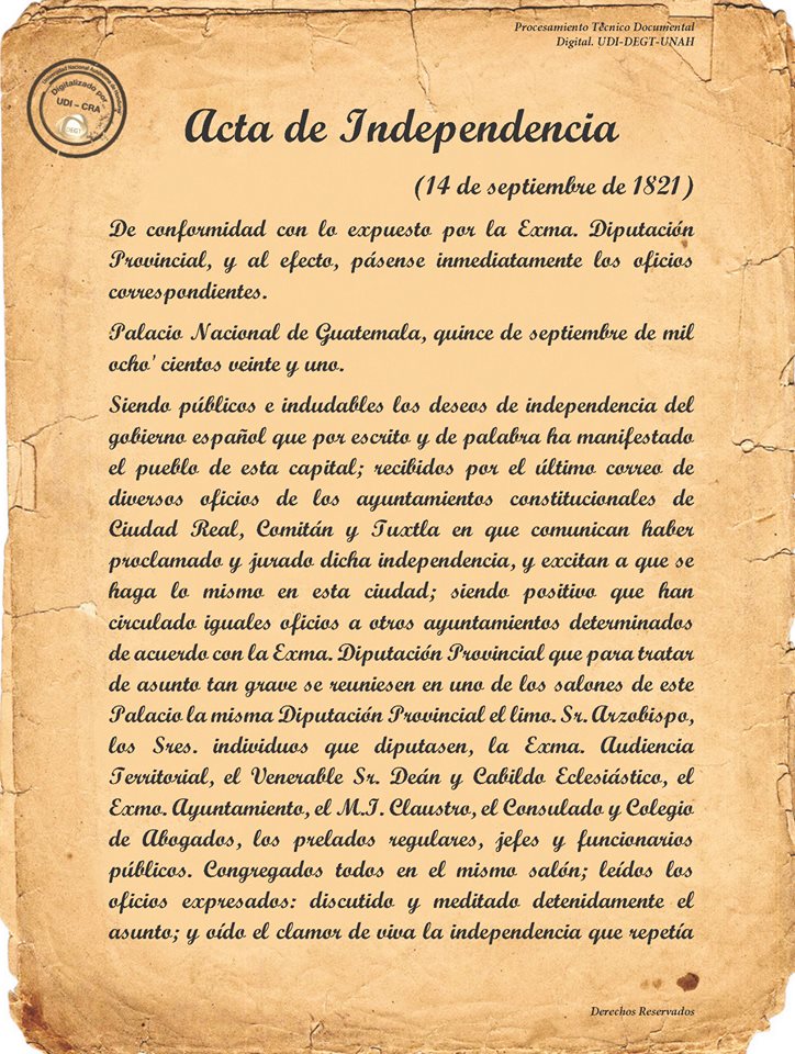 Imagen cortesía: Documentos mediante los cuales se comunicó a las provincias la decisión de independencia tomada en Guatemala.