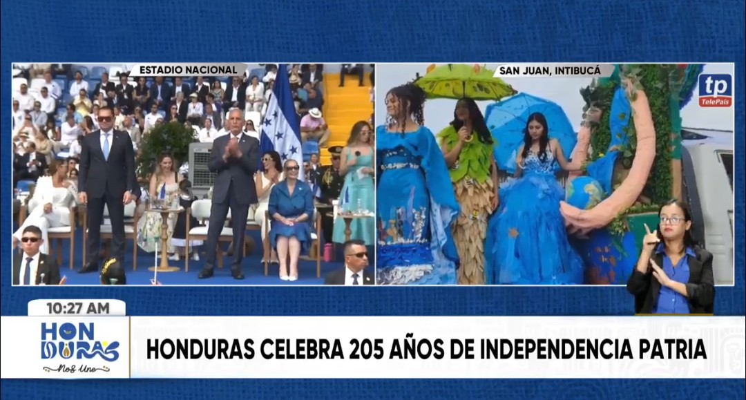 Transmisión de los desfiles en San Juan, Intibucá.