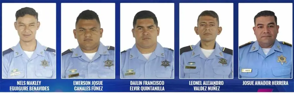 Los cinco agentes policiales asesinados en Corinto