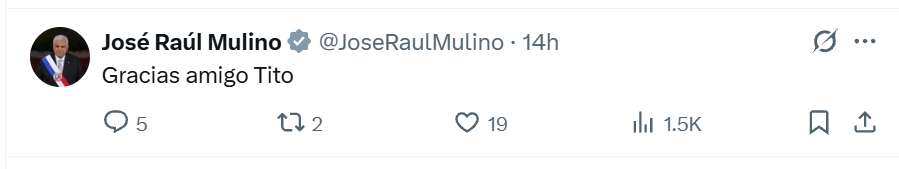 Jose Raul Mulino a través de un comentario en la publicación original.