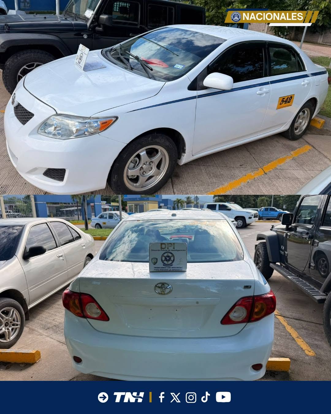 Un vehículo blanco fue decomisado por la DPI.