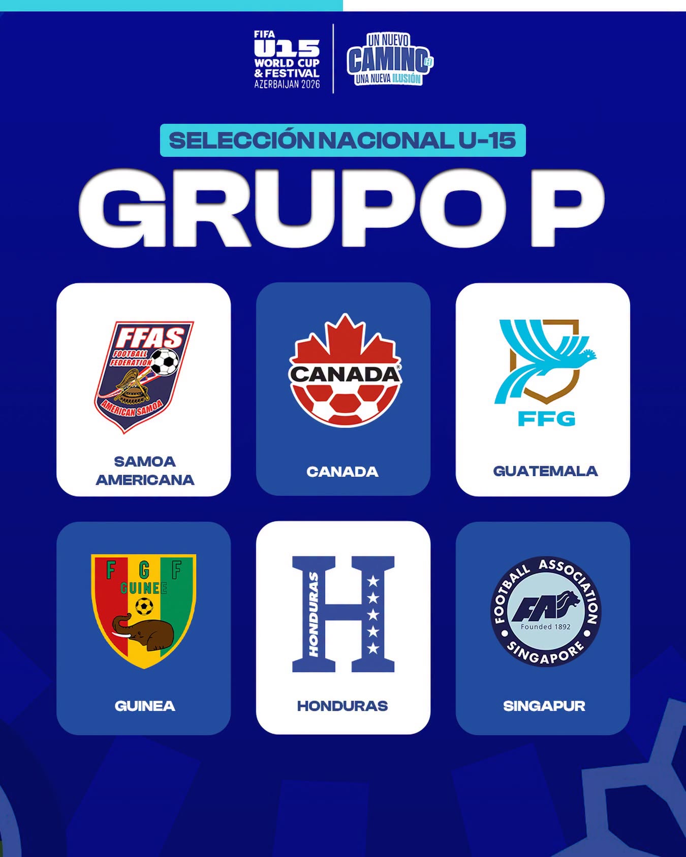 La Selección Sub 15 integra el grupo P.